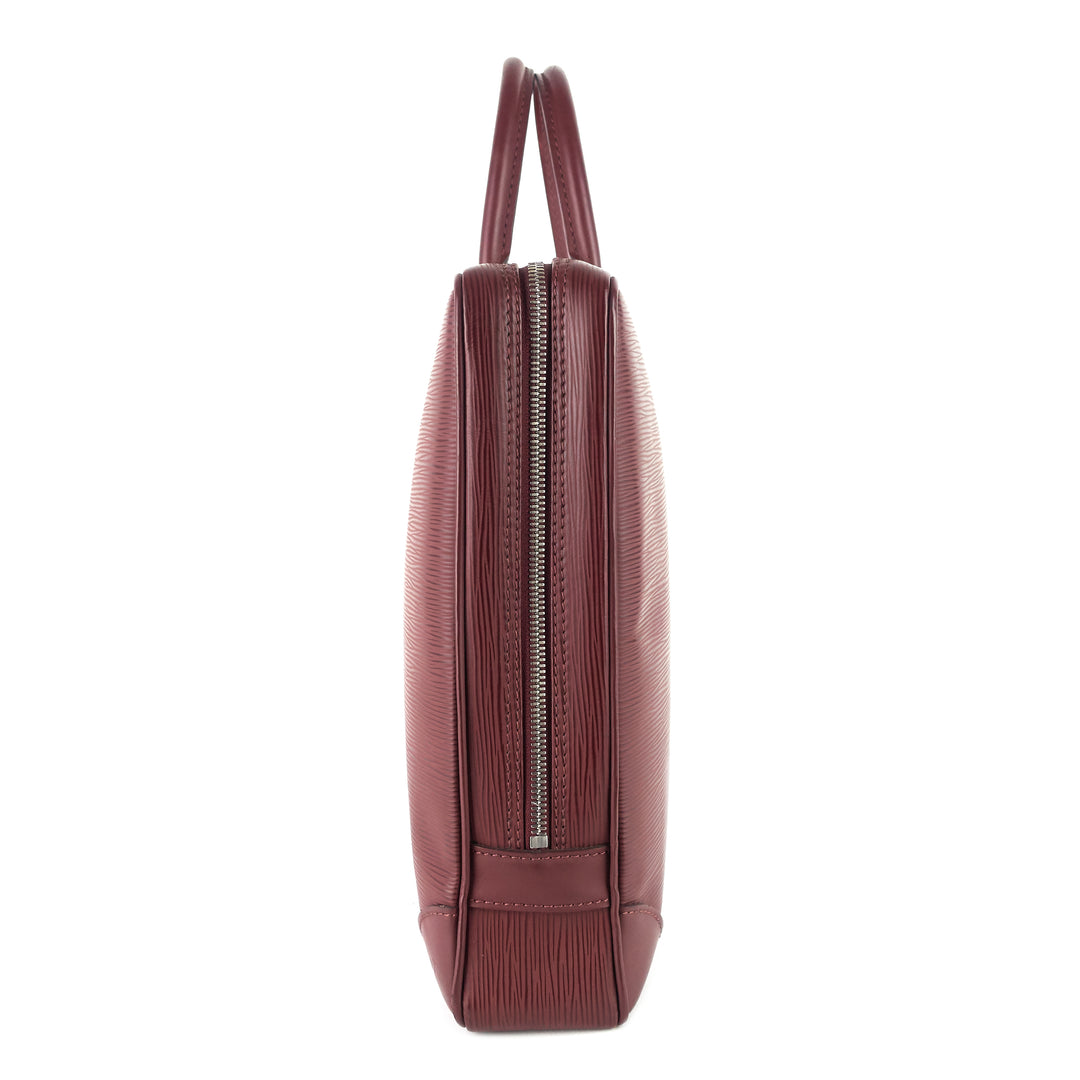 porte-documents voyage burgundy epi leather briefcase bag