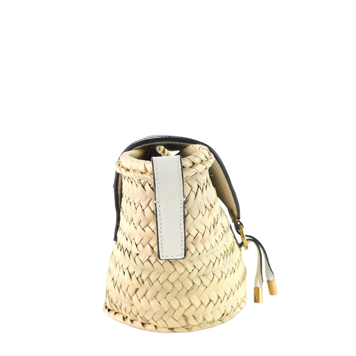 marcie mini raffia and leather crossbody bag