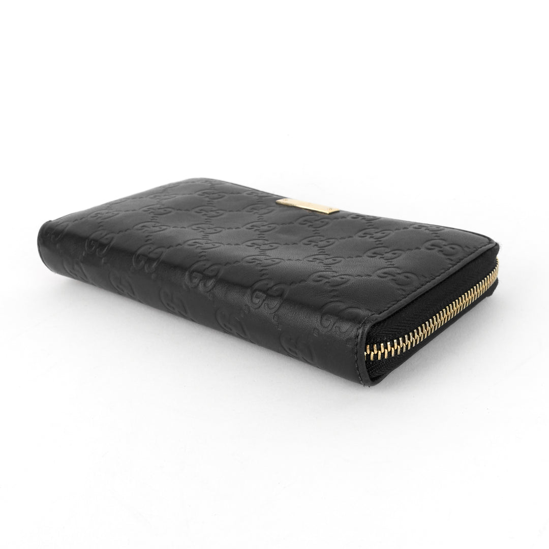 zip around continental guccissima leather wallet