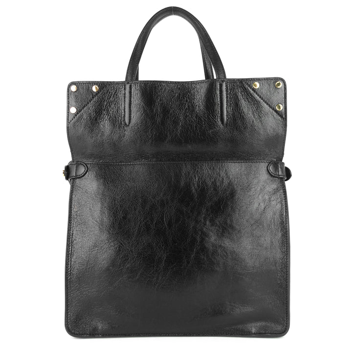 grace calfskin leather and suede flip tote bag