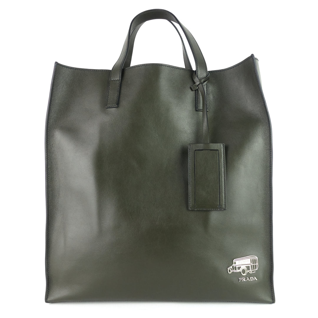 tall calfskin leather shopping tote bag