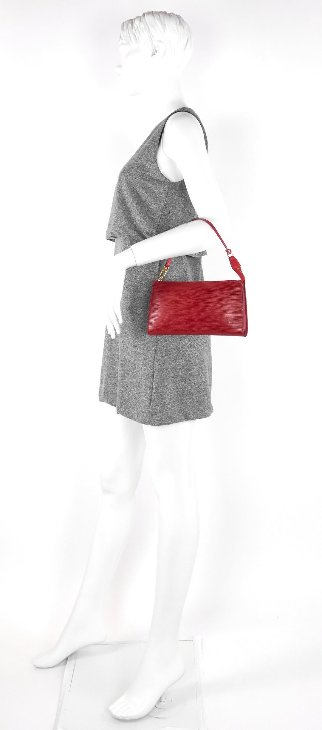 pochette accessoires red epi leather handbag