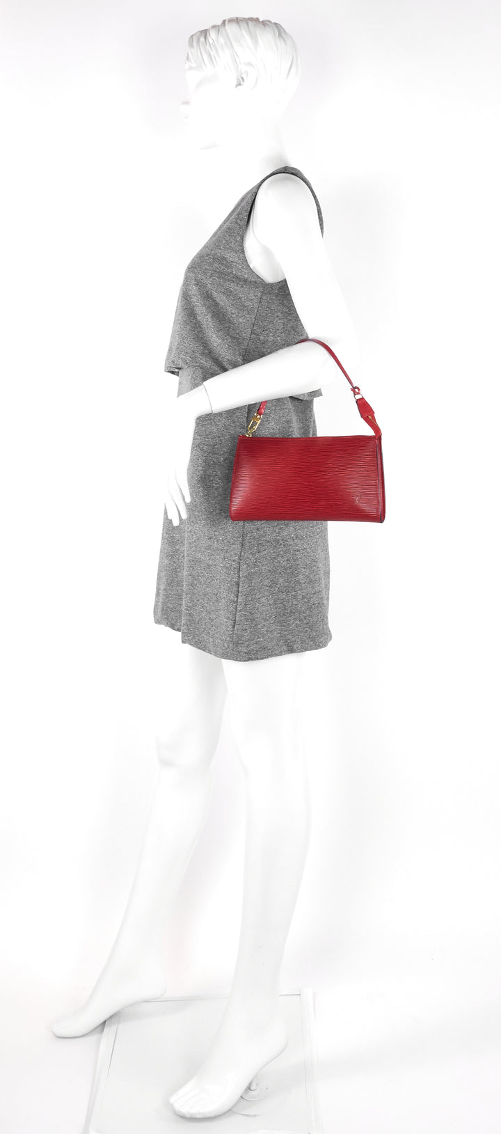 pochette accessoires red epi leather handbag