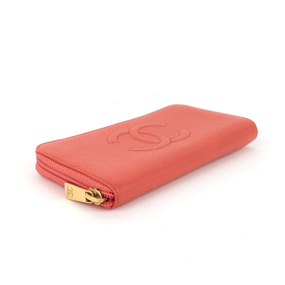 cc timeless caviar zip around wallet
