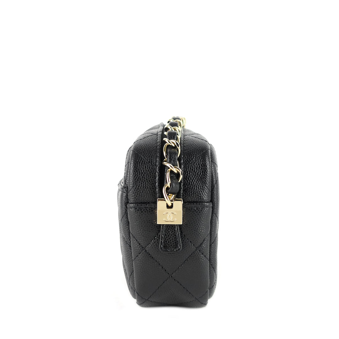 camera case mini caviar leather bag