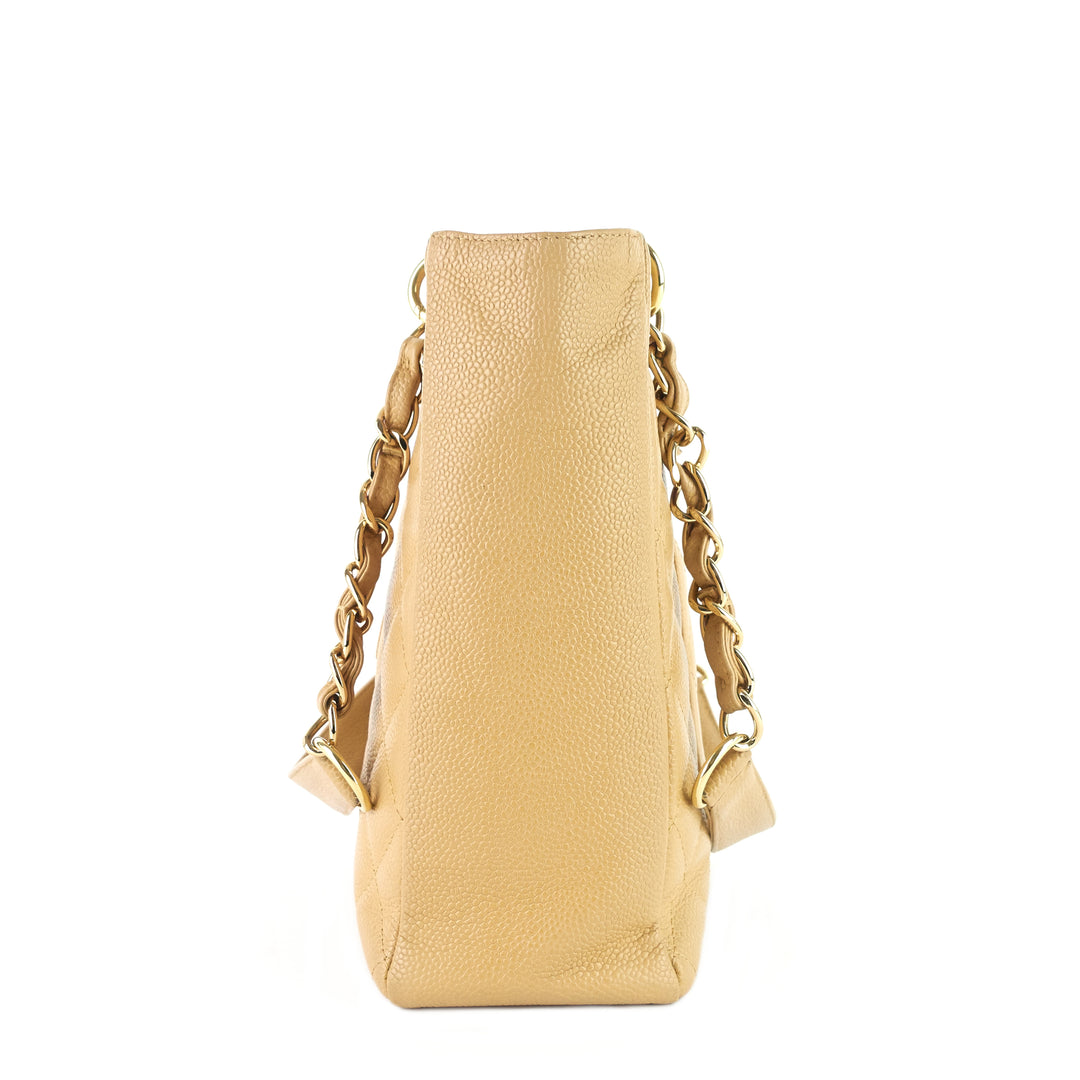 petite shopping tote quilted caviar leather bag