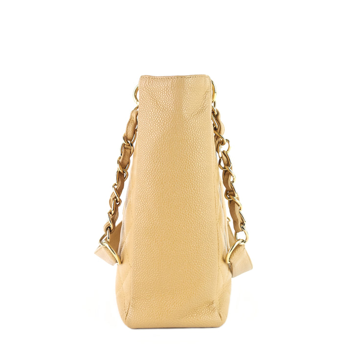 petite shopping tote quilted caviar leather bag