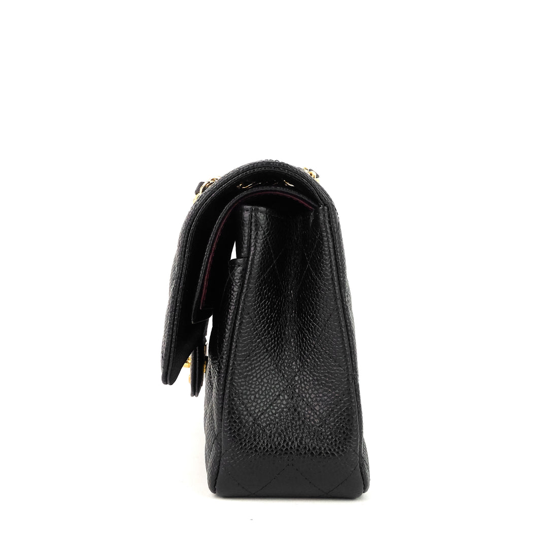 classic double flap medium caviar leather bag