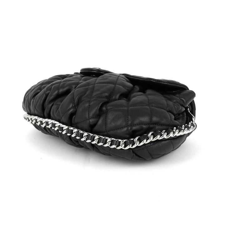 chain around large lambskin leather flap bag