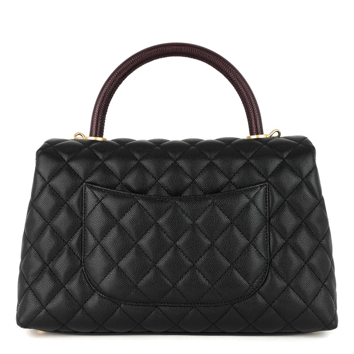 coco lizard top handle small caviar leather bag
