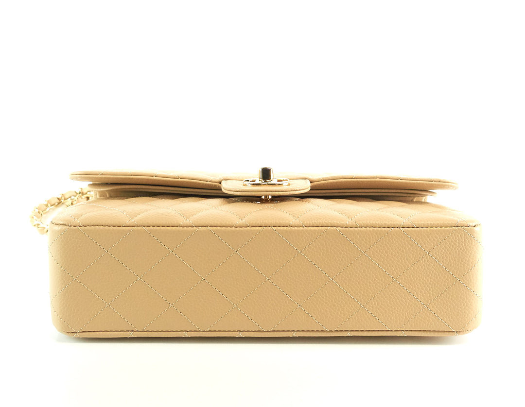 classic double flap quilted caviar leather medium bag