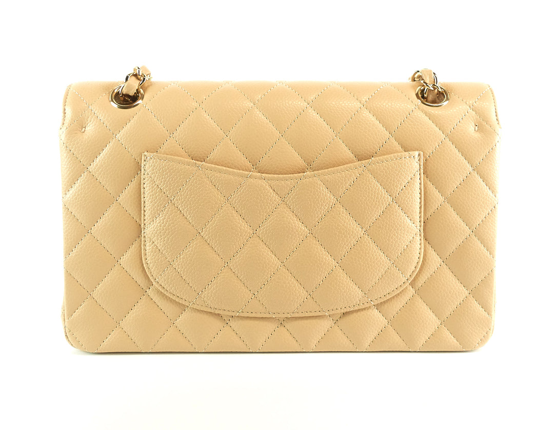 classic double flap quilted caviar leather medium bag