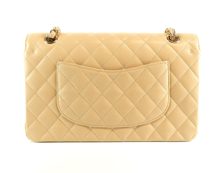 classic double flap quilted caviar leather medium bag