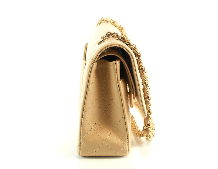 classic double flap quilted caviar leather medium bag