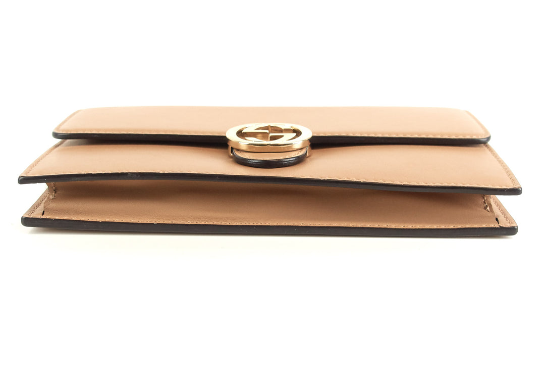 leather gg logo wallet with strap