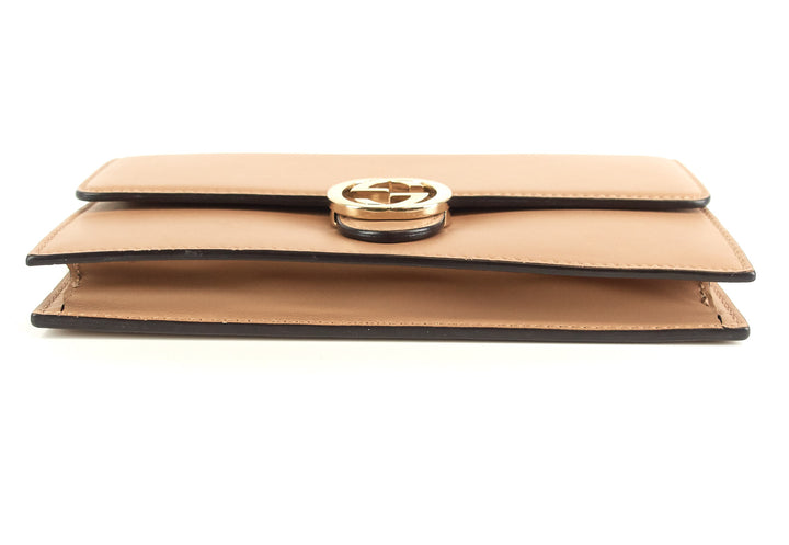 leather gg logo wallet with strap
