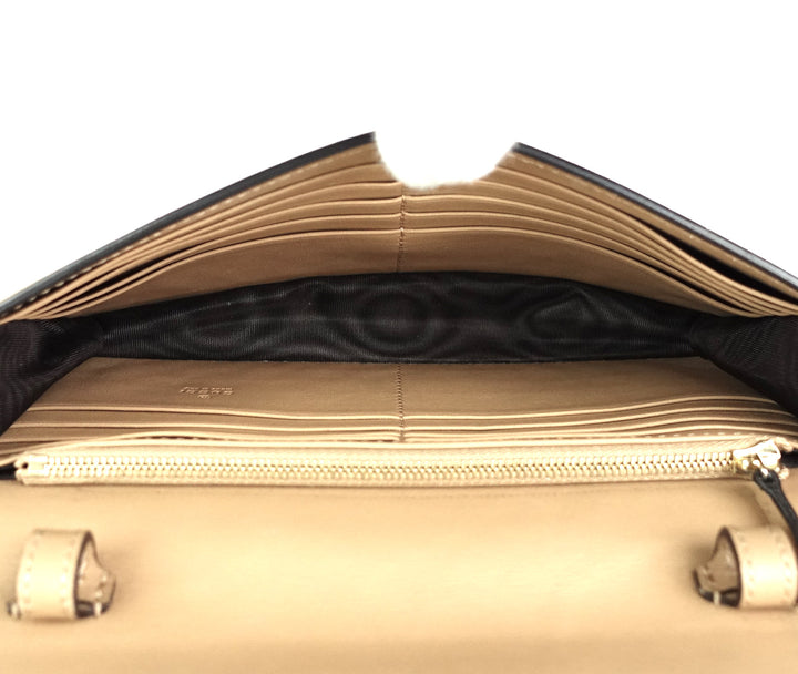 leather gg logo wallet with strap