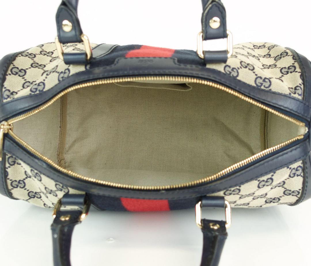 monogram canvas web boston bag with strap