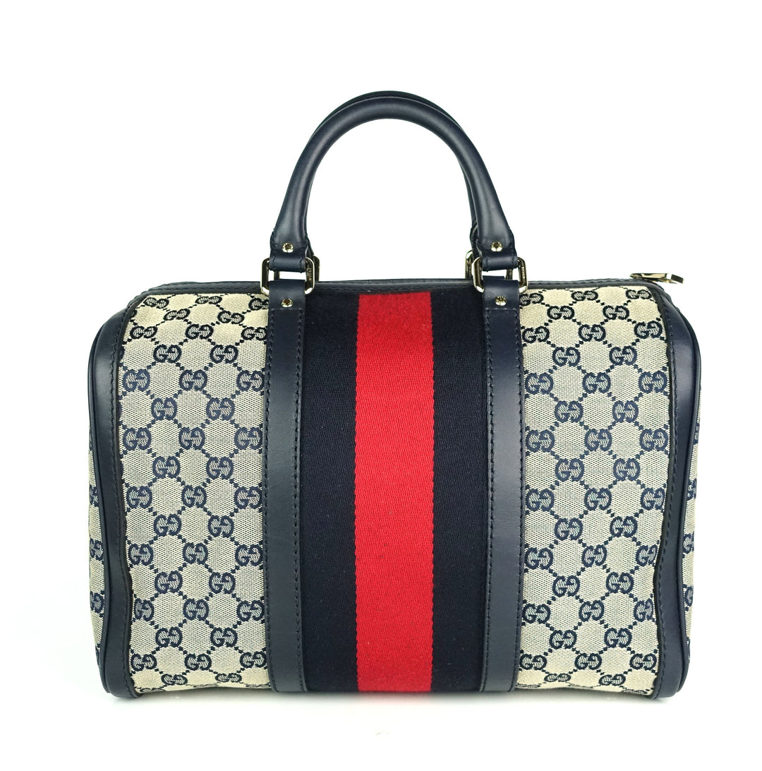 monogram canvas web boston bag with strap