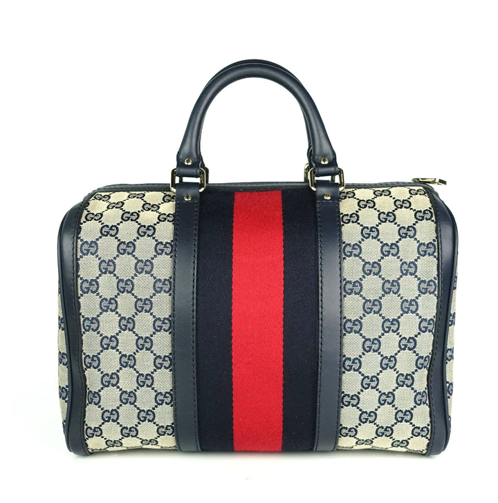 monogram canvas web boston bag with strap