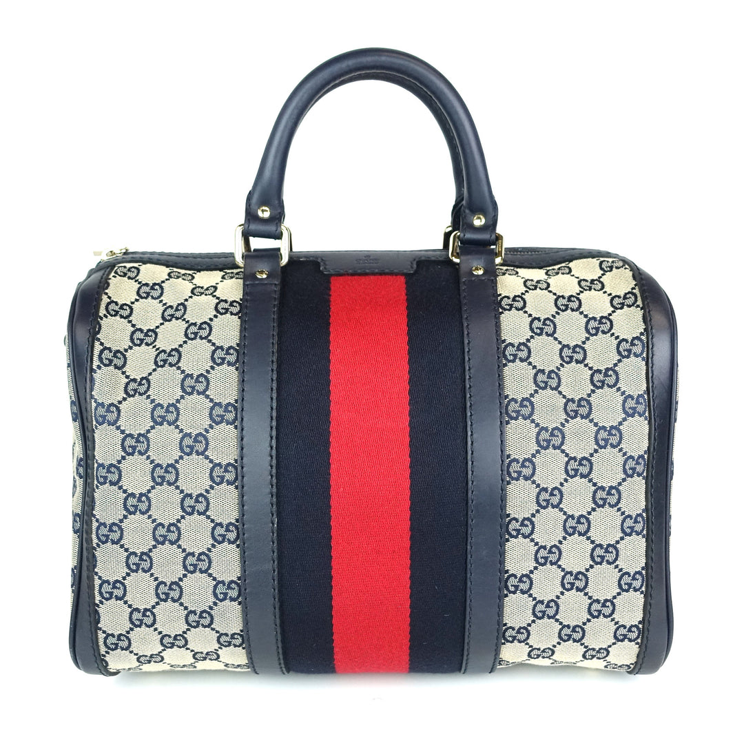 monogram canvas web boston bag with strap