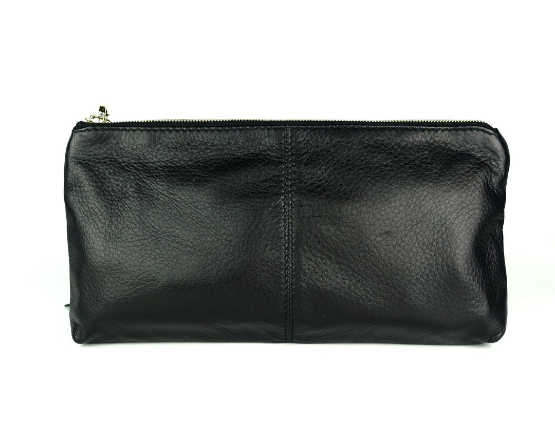 sienna grained leather tassel clutch bag