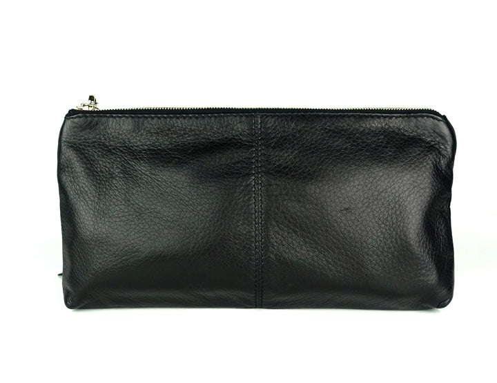 sienna grained leather tassel clutch bag