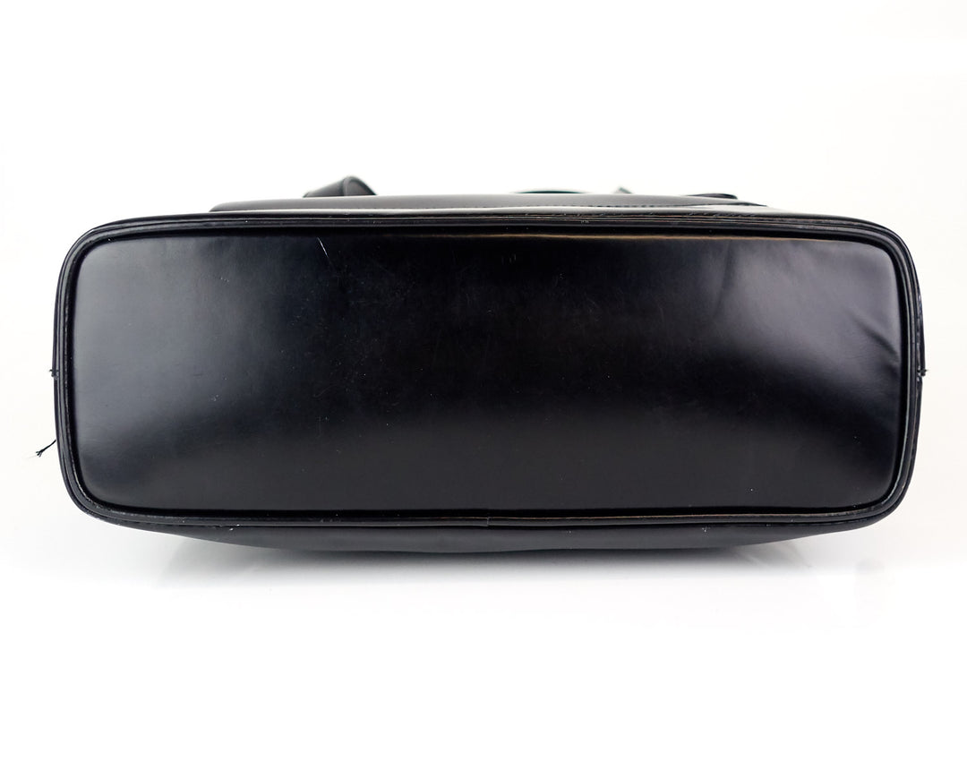 patent leather front flap pocket tote bag