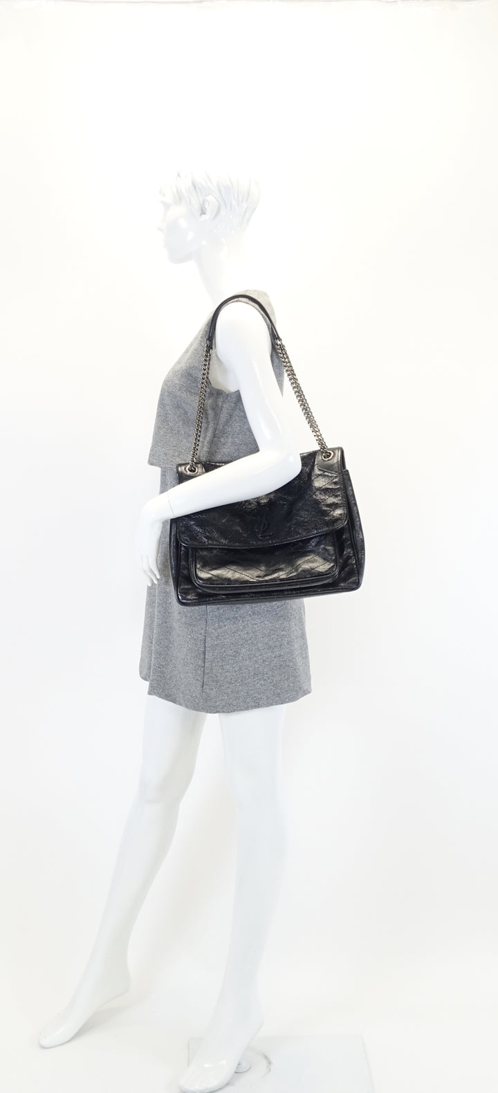 niki crinkled calf leather large bag