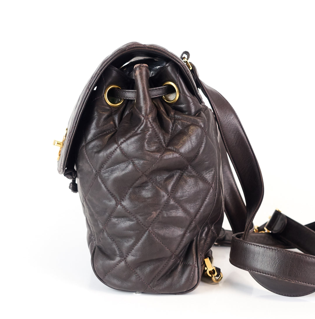 quilted lambskin leather small backpack bag