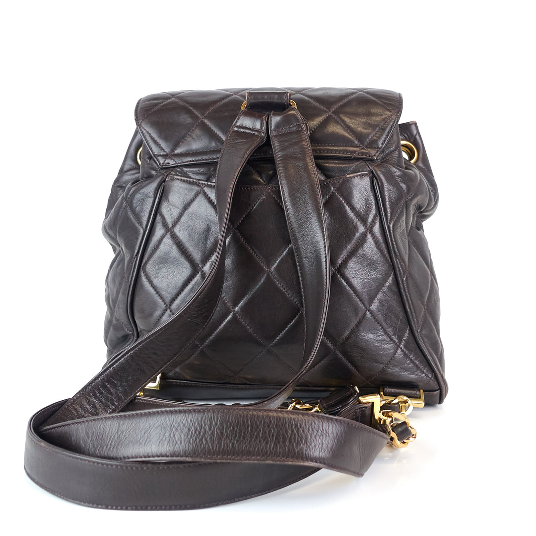 quilted lambskin leather small backpack bag