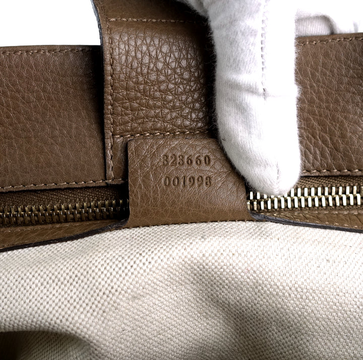 pebbled leather bamboo handle shopper tote bag