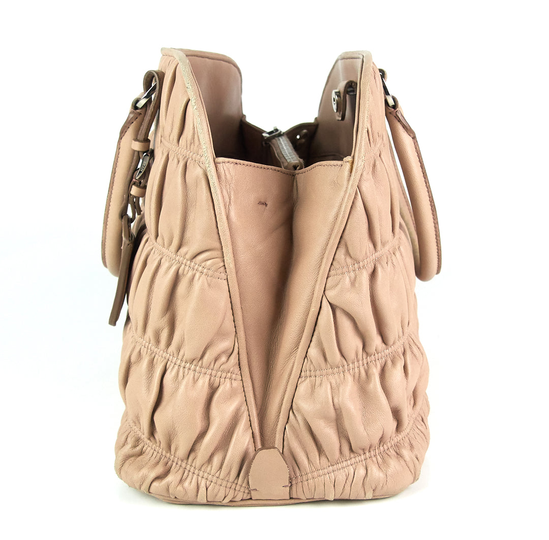 gaufre-stitched leather tote bag