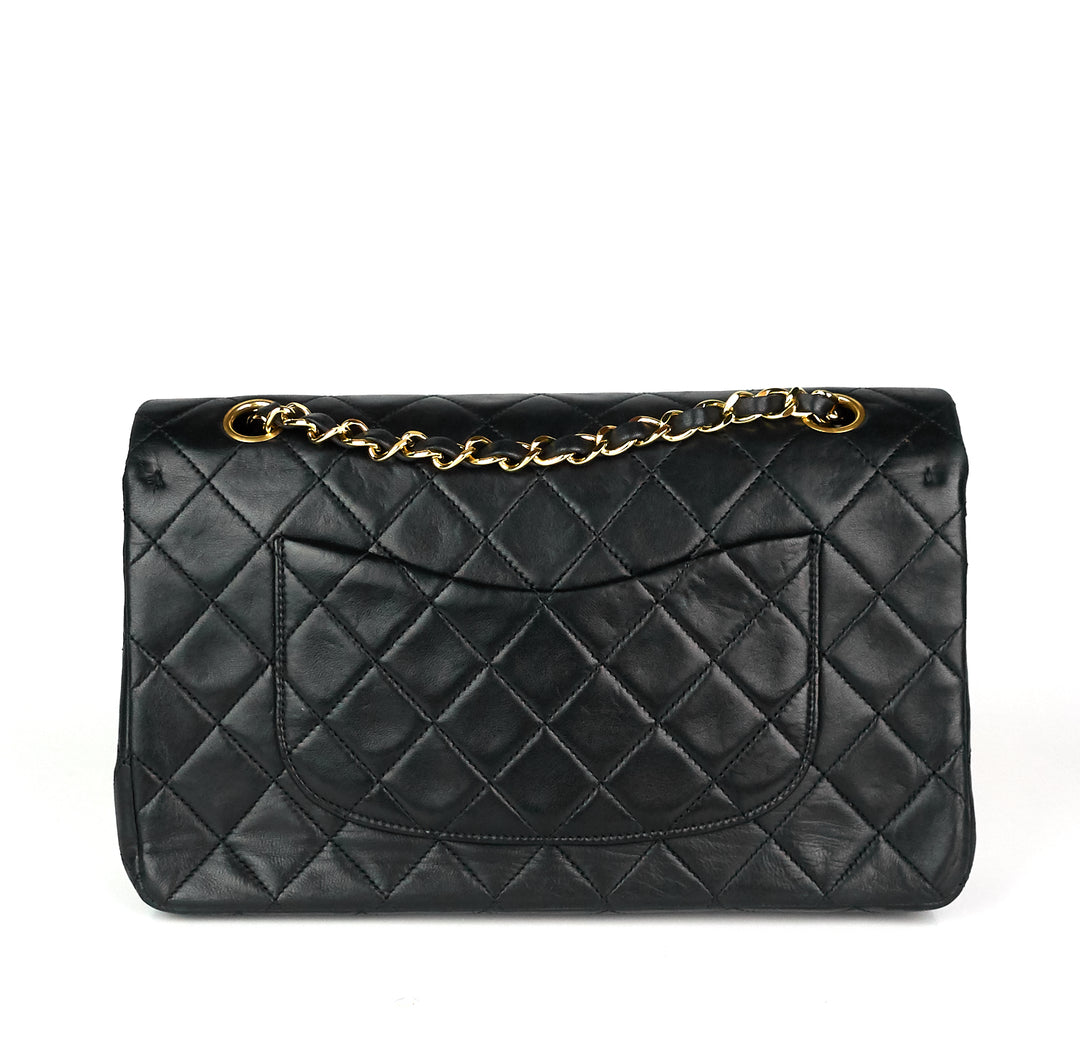 double flap medium lambskin leather bag