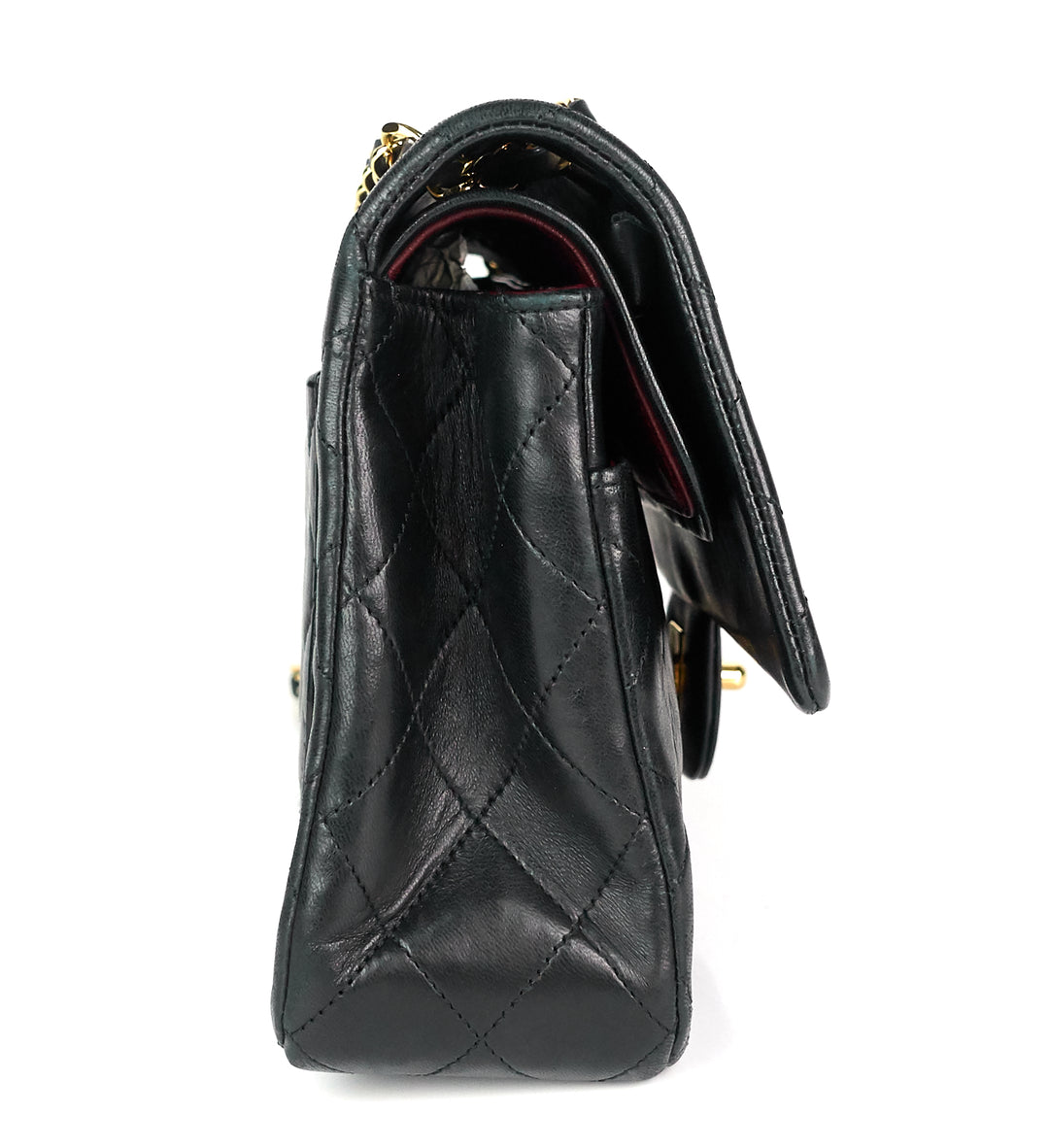 double flap medium lambskin leather bag