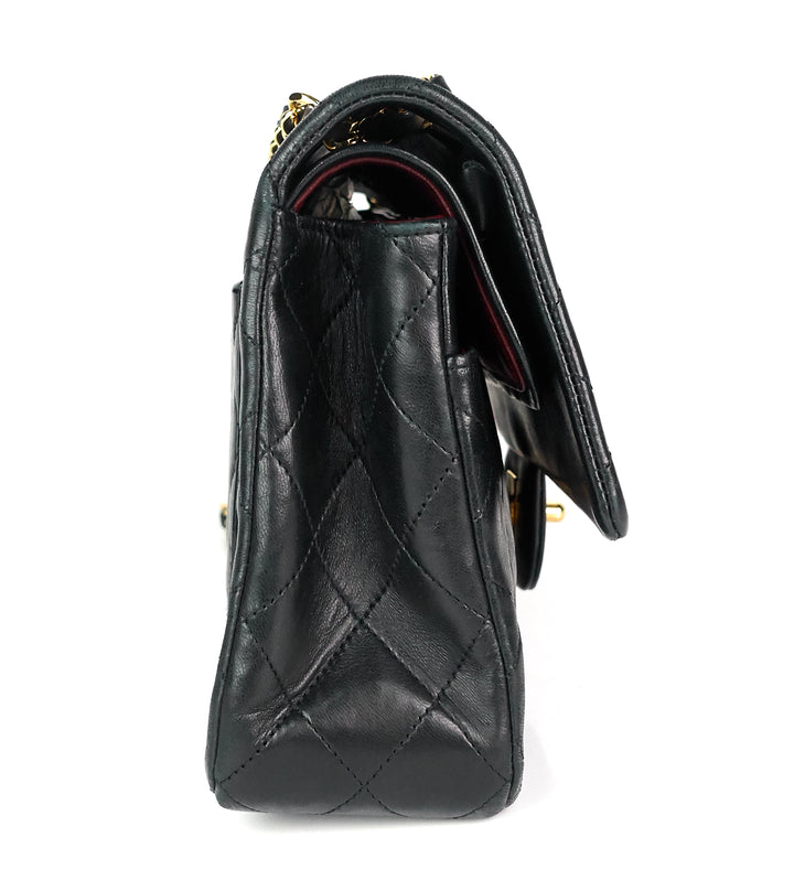 double flap medium lambskin leather bag