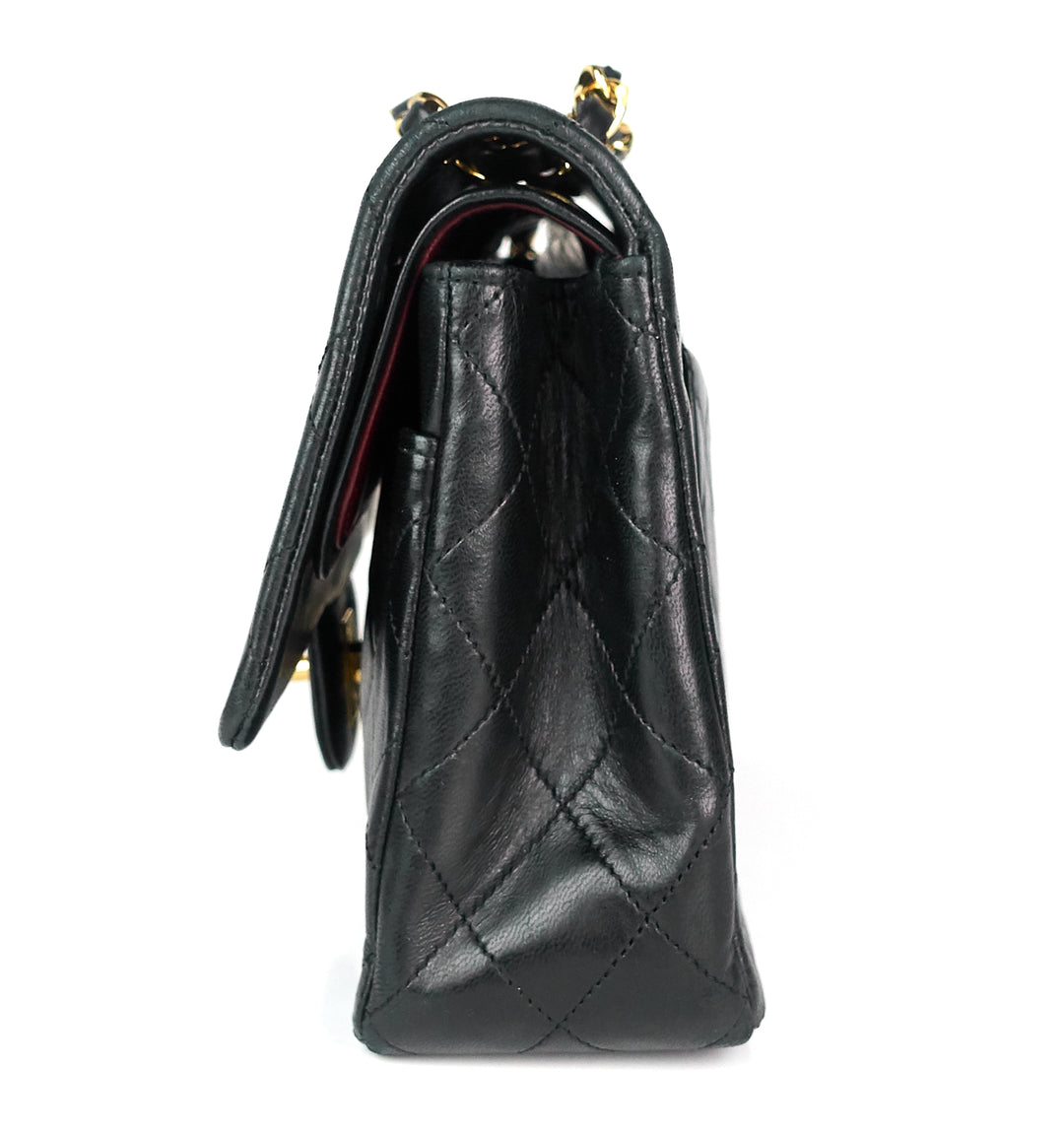 double flap medium lambskin leather bag