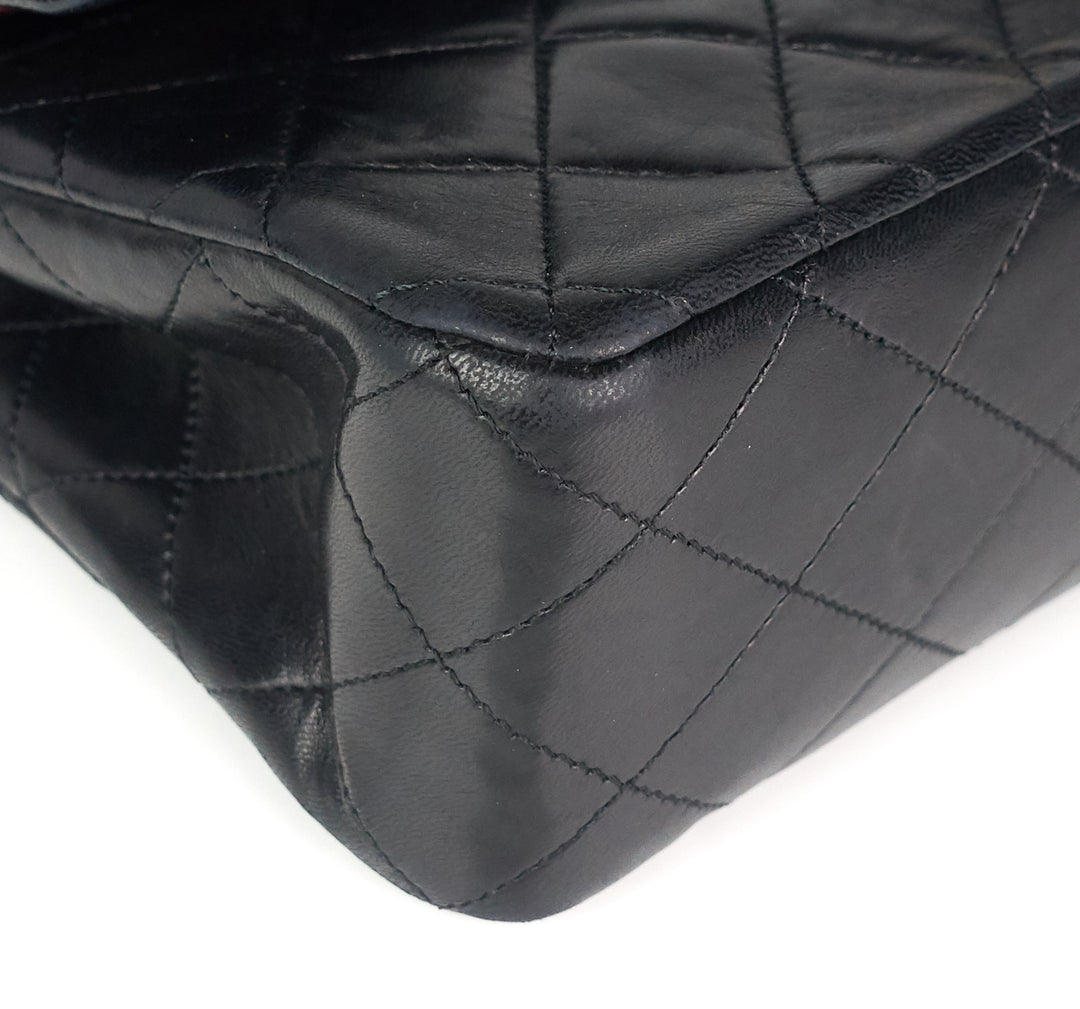 double flap medium lambskin leather bag