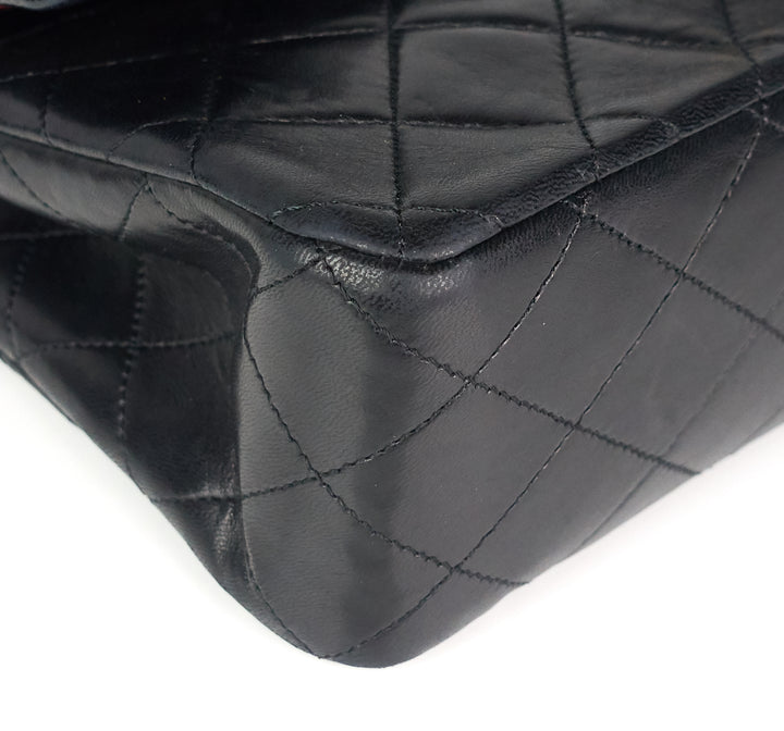 double flap medium lambskin leather bag