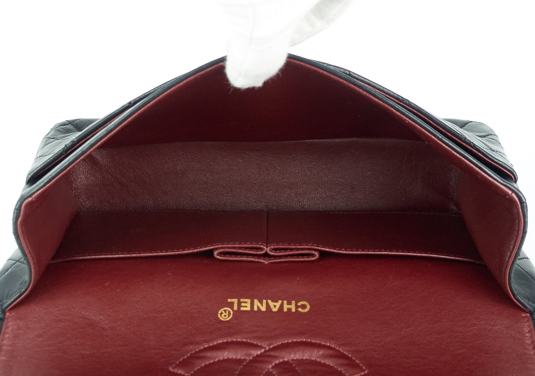 double flap medium lambskin leather bag