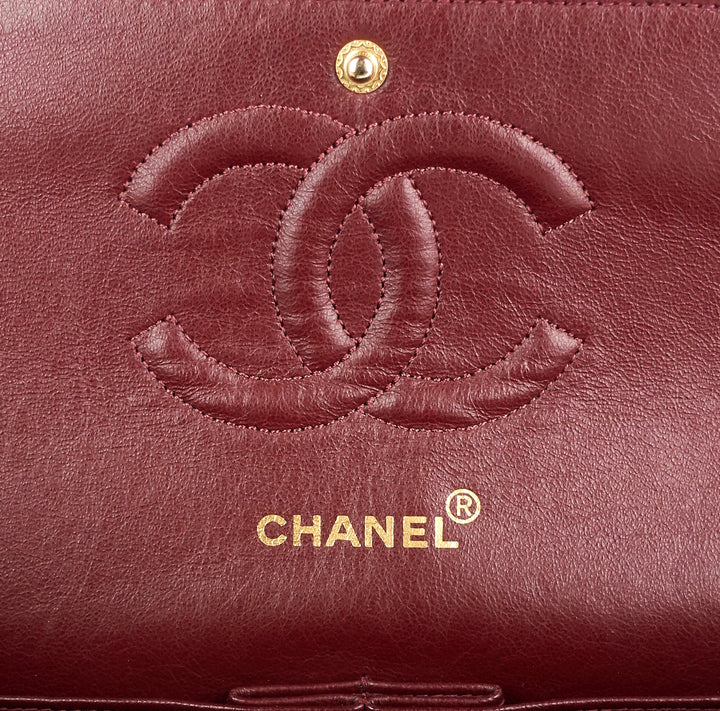 double flap medium lambskin leather bag