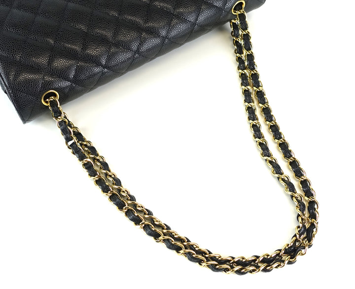 double flap caviar leather maxi bag