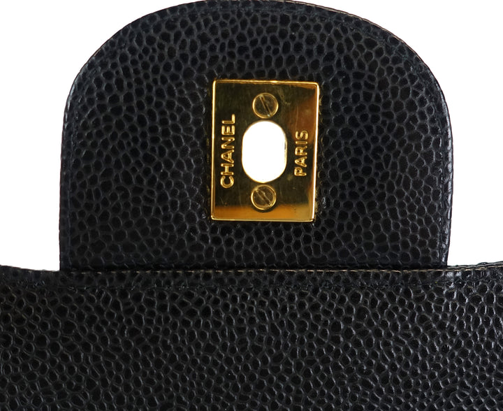 double flap caviar leather maxi bag