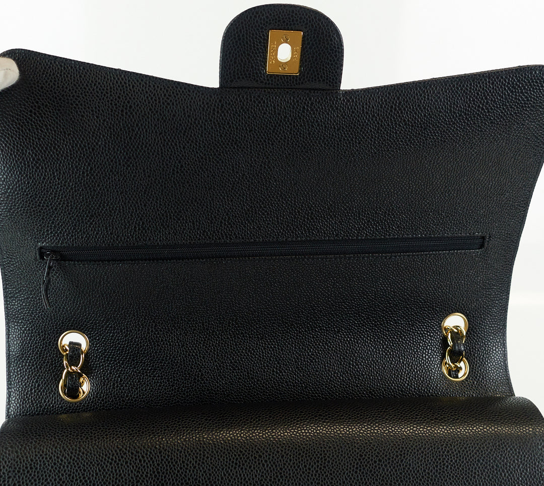 double flap caviar leather maxi bag