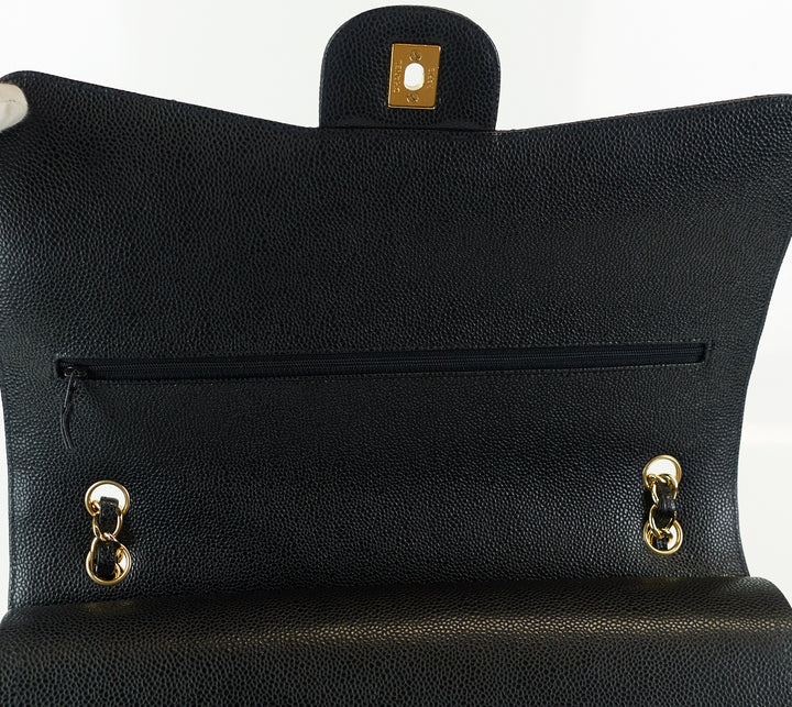 double flap caviar leather maxi bag