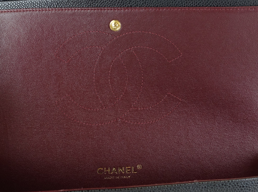 double flap caviar leather maxi bag