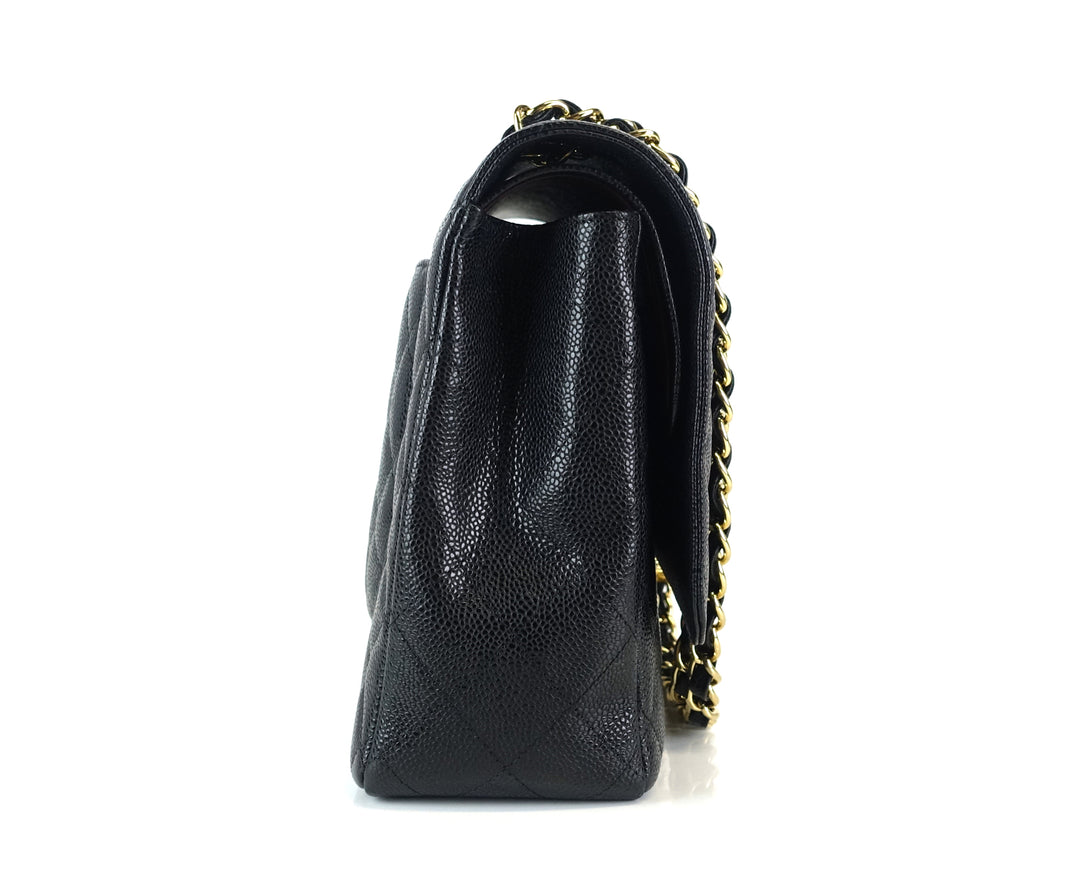double flap caviar leather maxi bag