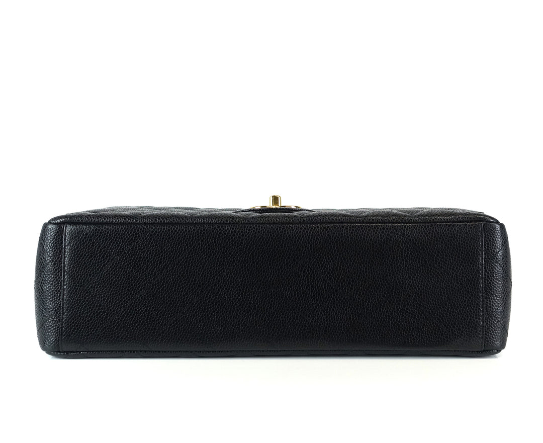 double flap caviar leather maxi bag