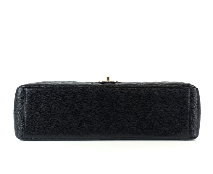 double flap caviar leather maxi bag
