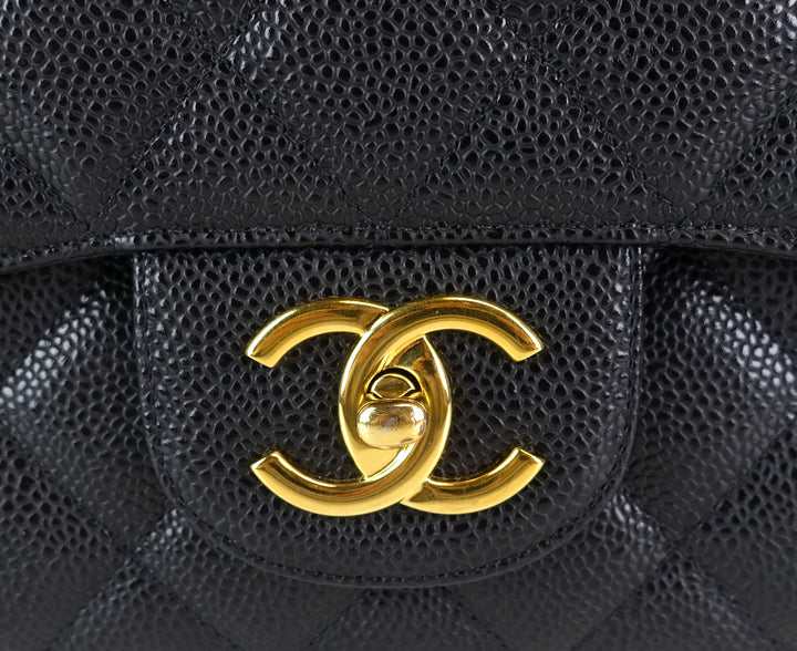 double flap caviar leather maxi bag